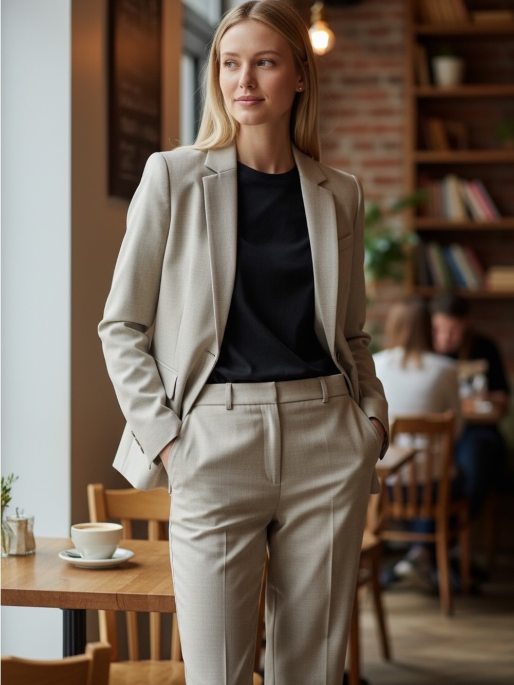 NEW NWT Ann Taylor Three-Piece Pant Suit w/ Matching Slim Skirt in Light Beige - Picture 4 of 16